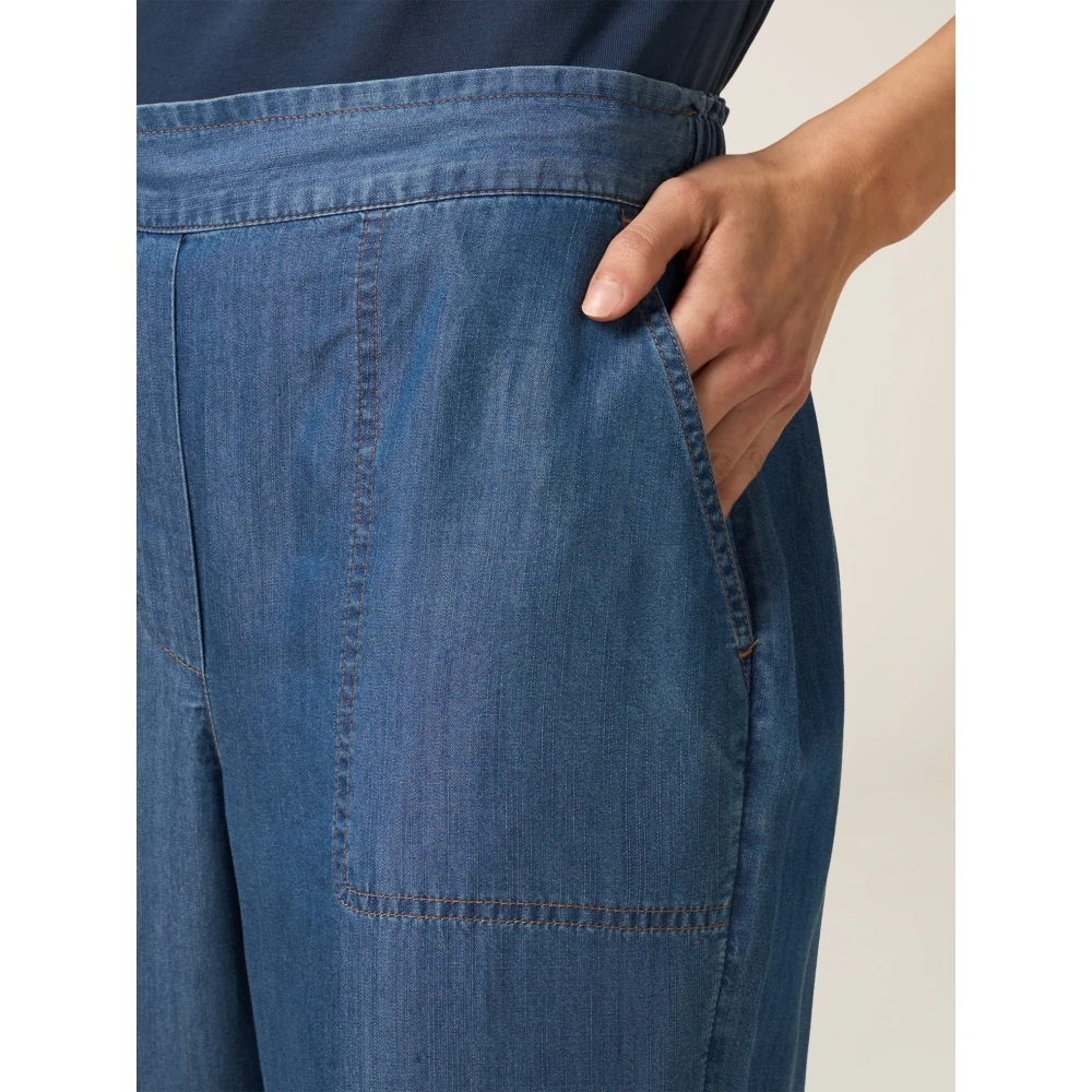 Oltre Tencel Denim Joggers Blue Dames