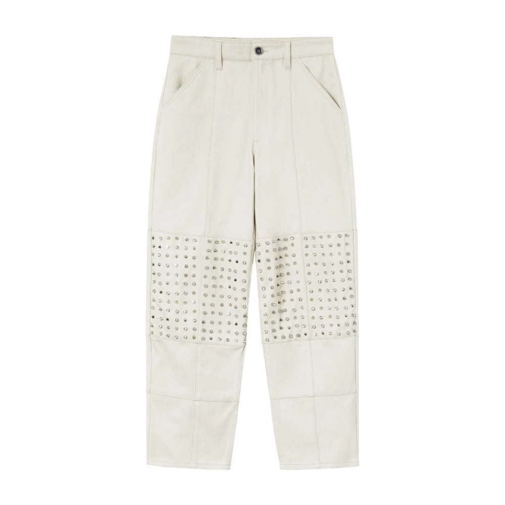 Pinko Beige Broek met Strass Versiering Beige Dames