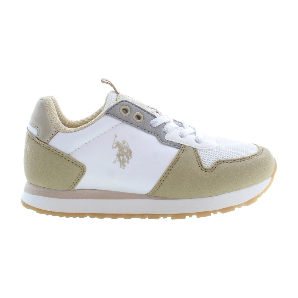 U.s. Polo Assn. Unisex Kids Beige Kids Sneakers, 28 Eu, Sporty Girl Trainers With Contrast Details
