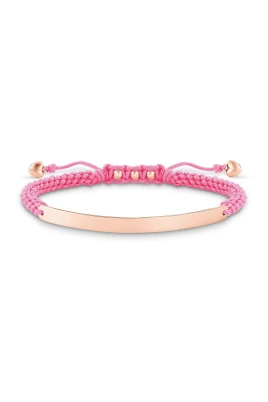 Rosa/Guld Armband, 925 Silver, Nylon