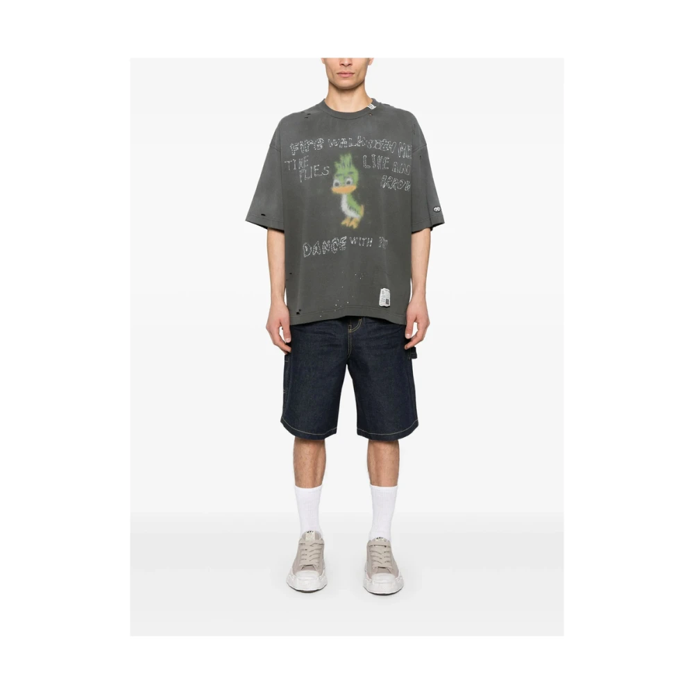 Mihara Yasuhiro Antracietgrijze Slogan Print T-shirt Gray Heren