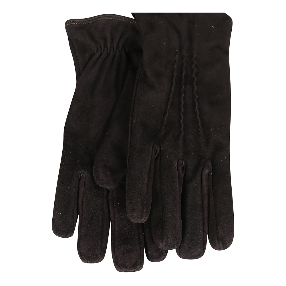 Lardini Suède Handschoenen met Cashmere Voering Black Heren