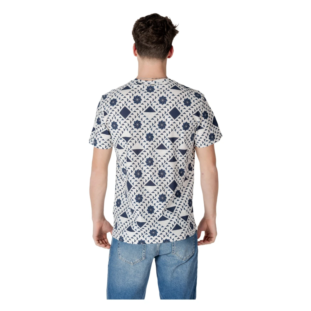 Antony Morato Geometrisch Patroon Katoenen T-shirt Blue Heren