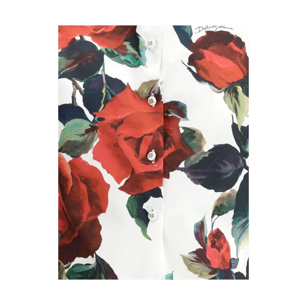 Dolce & Gabbana Asymmetrisch Rozenprint Shirt Multicolor Dames