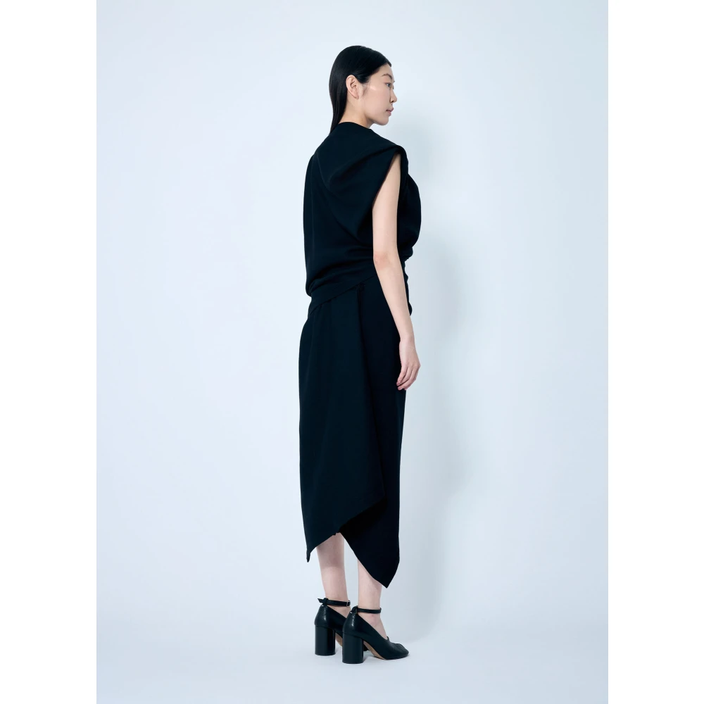 Issey Miyake Wol Gedrapeerde Maxi Jurk Black Dames