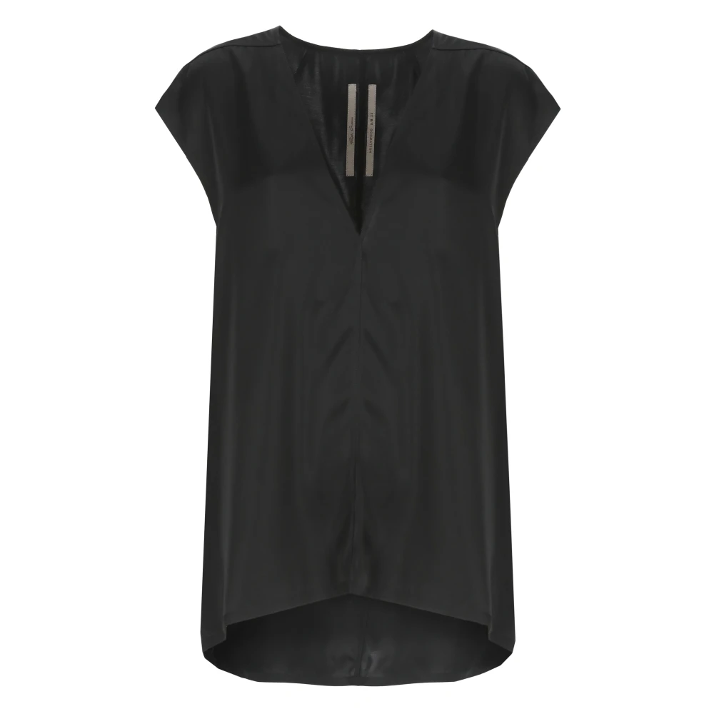 Rick Owens Zwarte V-hals mouwloze top Black Dames