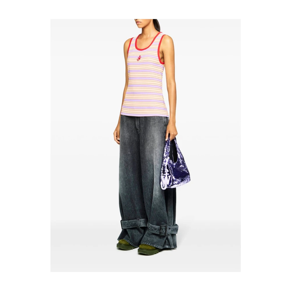 JW Anderson Paarse Pailletontwerp Handtas met Logohanger Purple Dames