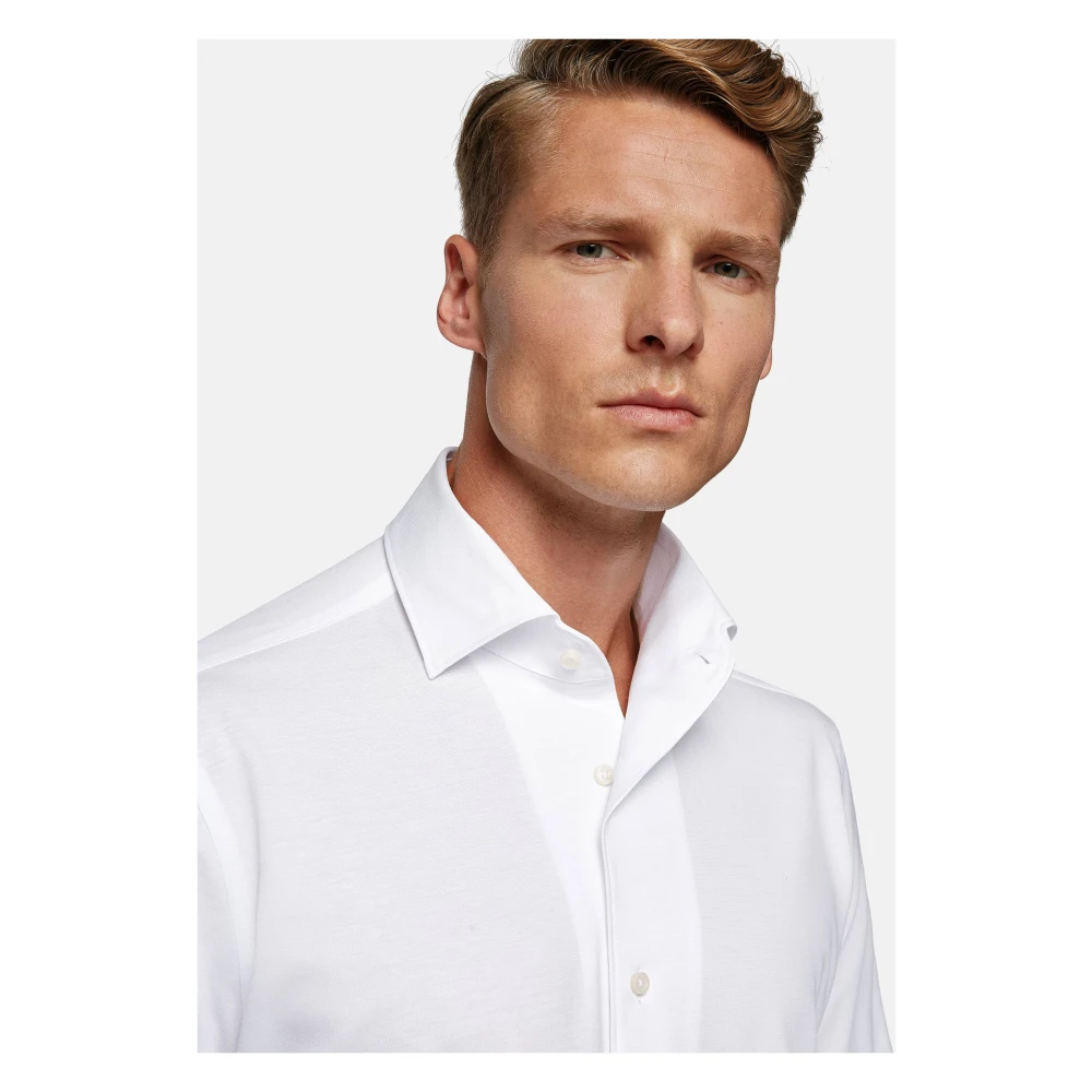 Boggi Milano Jersey Polo Shirt met Bowlingkraag Regular Fit White Heren