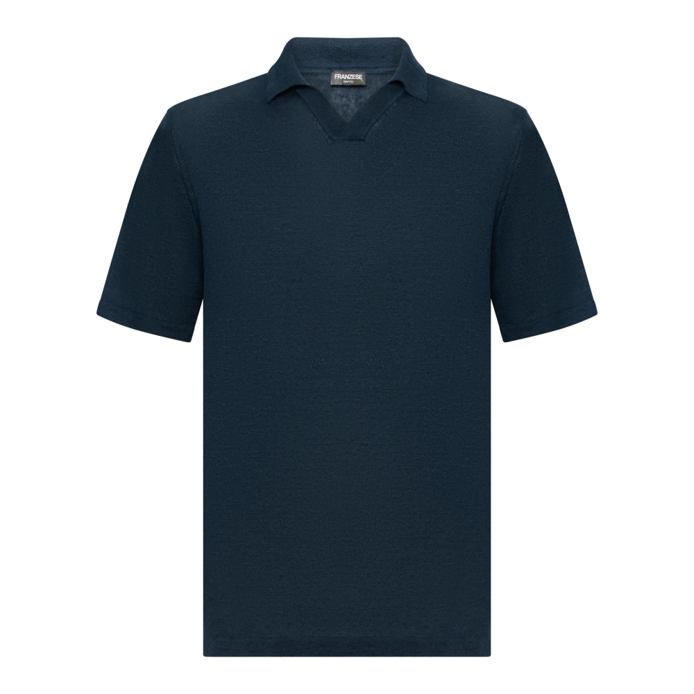 Franzese Collection Men's Blue Open Collar V-Neck Polo - Polo Shirts - 2XL - Tops