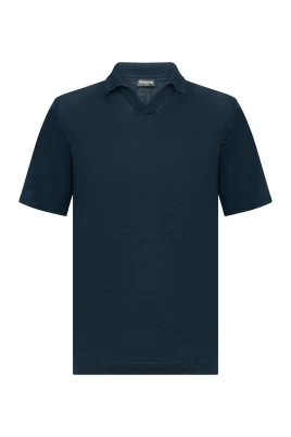 Open Collar V-neck Polo