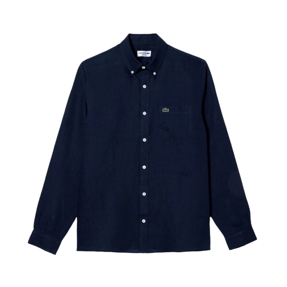 Lacoste Men's Blue Linen Short Sleeve Shirt - Casual Shirts - 3XL - Shirts