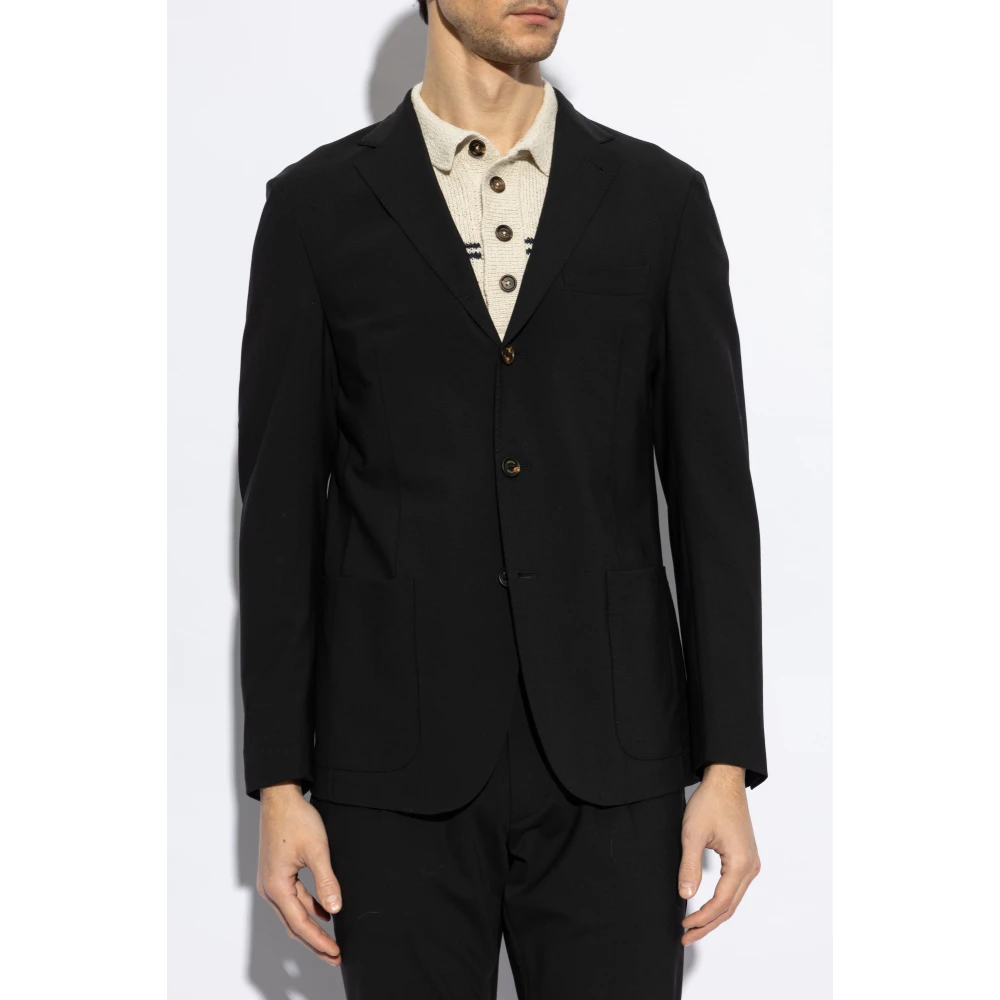Eleventy Wollen blazer met open revers Black Heren