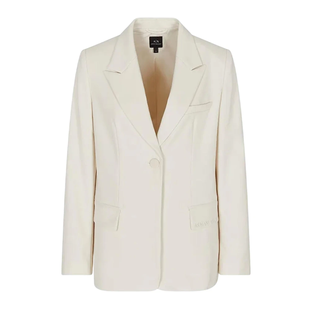 Armani Exchange Kvinno Vit Jackor Dam, M, Enkelknäppt Blazer
