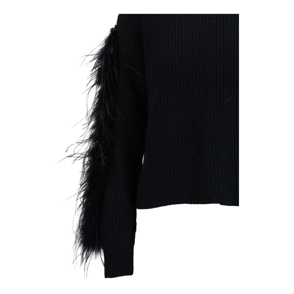 Twinset Trui met verendetail Black Dames