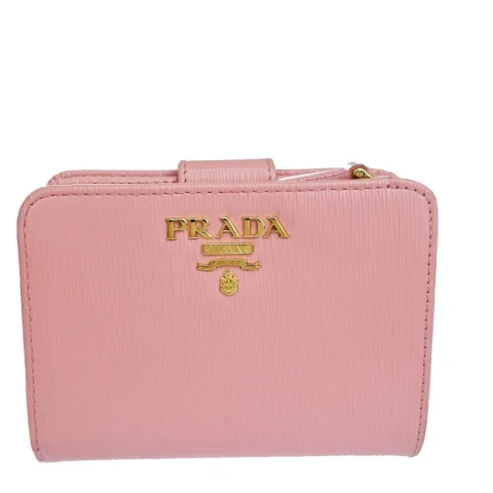 Prada Vintage Pre-owned Roze Leren Portemonnee Pink Dames