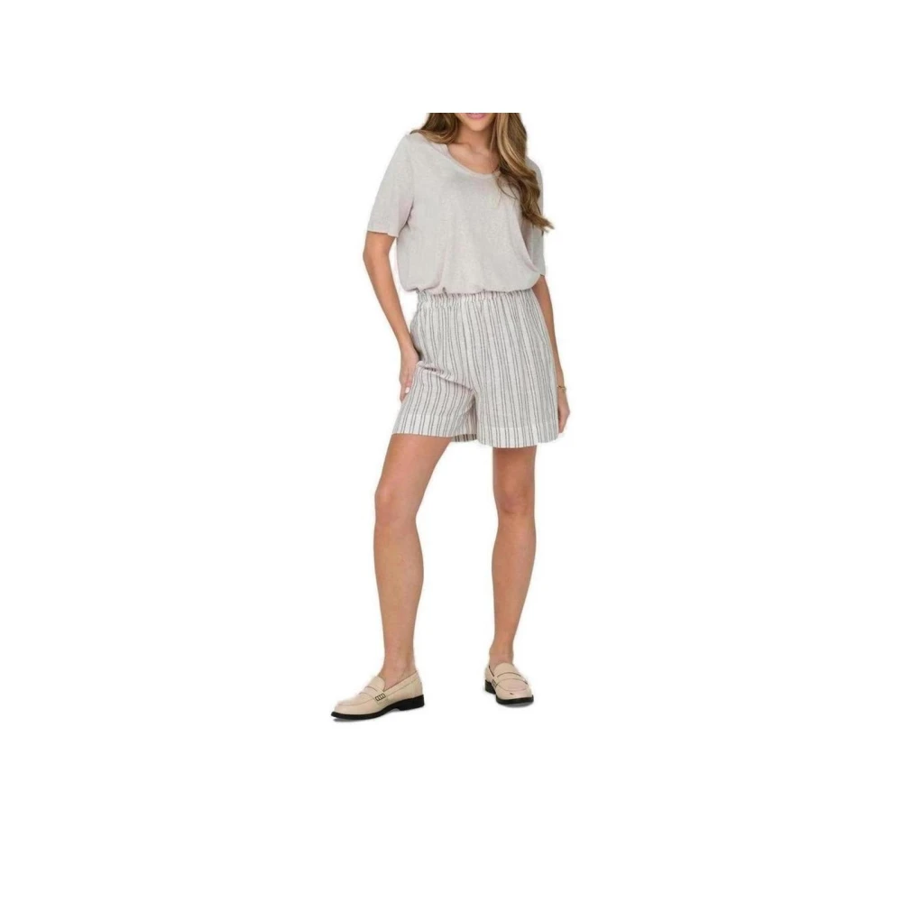 Only Beige Linnen Bermuda Shorts Beige Dames