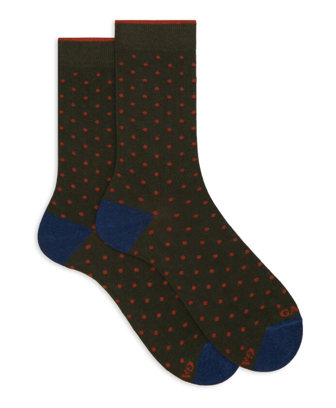 chaussettes-courtes-en-coton-vert-a-pois-pour-femmes