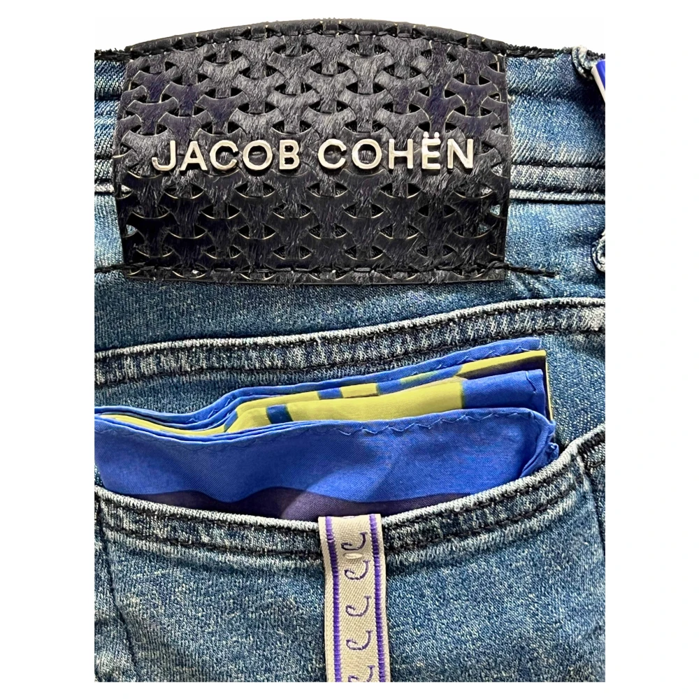 Jacob Cohën Navy Linnen Slim Fit Broek Blue Heren