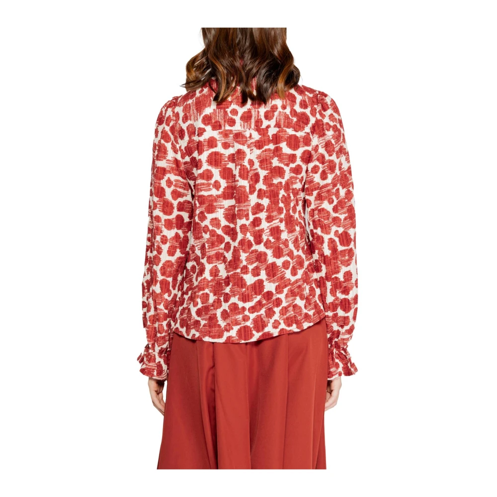 Vero Moda Rode abstracte print lange mouwen blouse Red Dames
