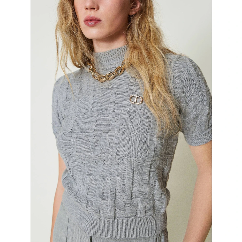 Twinset Grijze Katoen Kasjmier Trui Gray Dames