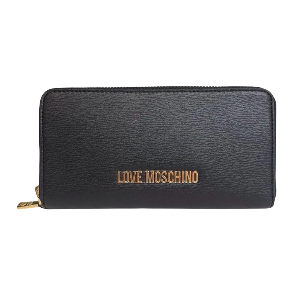 Love Moschino Zwarte Synthetisch Leren Portemonnee met Rits Black Dames