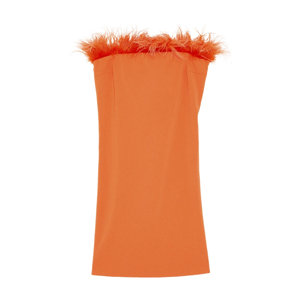 Patrizia Pepe Klänning mini mantel klänning med fjädrar Orange, Dam