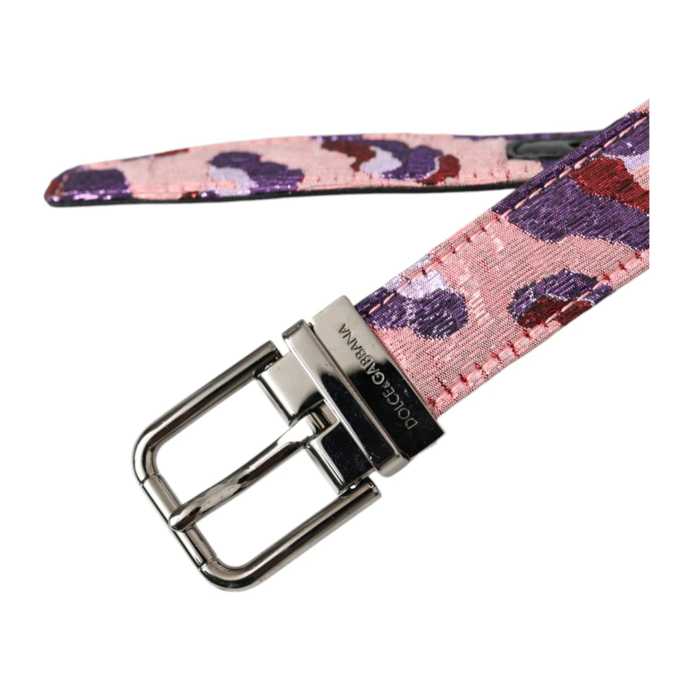 Dolce & Gabbana Multicolor Jacquard Leren Riem Multicolor Heren