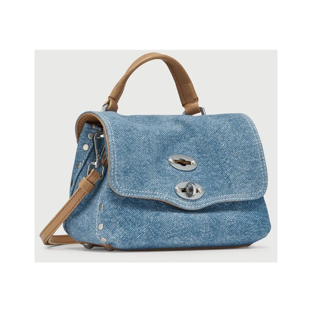 Zanellato Denim Schoudertas met Verstelbare Band Blue Dames