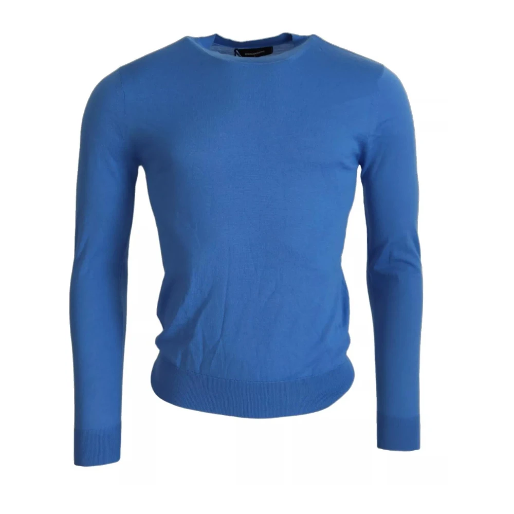 Dsquared2 Blauwe Wol Crewneck Pullover Sweater Blue Heren