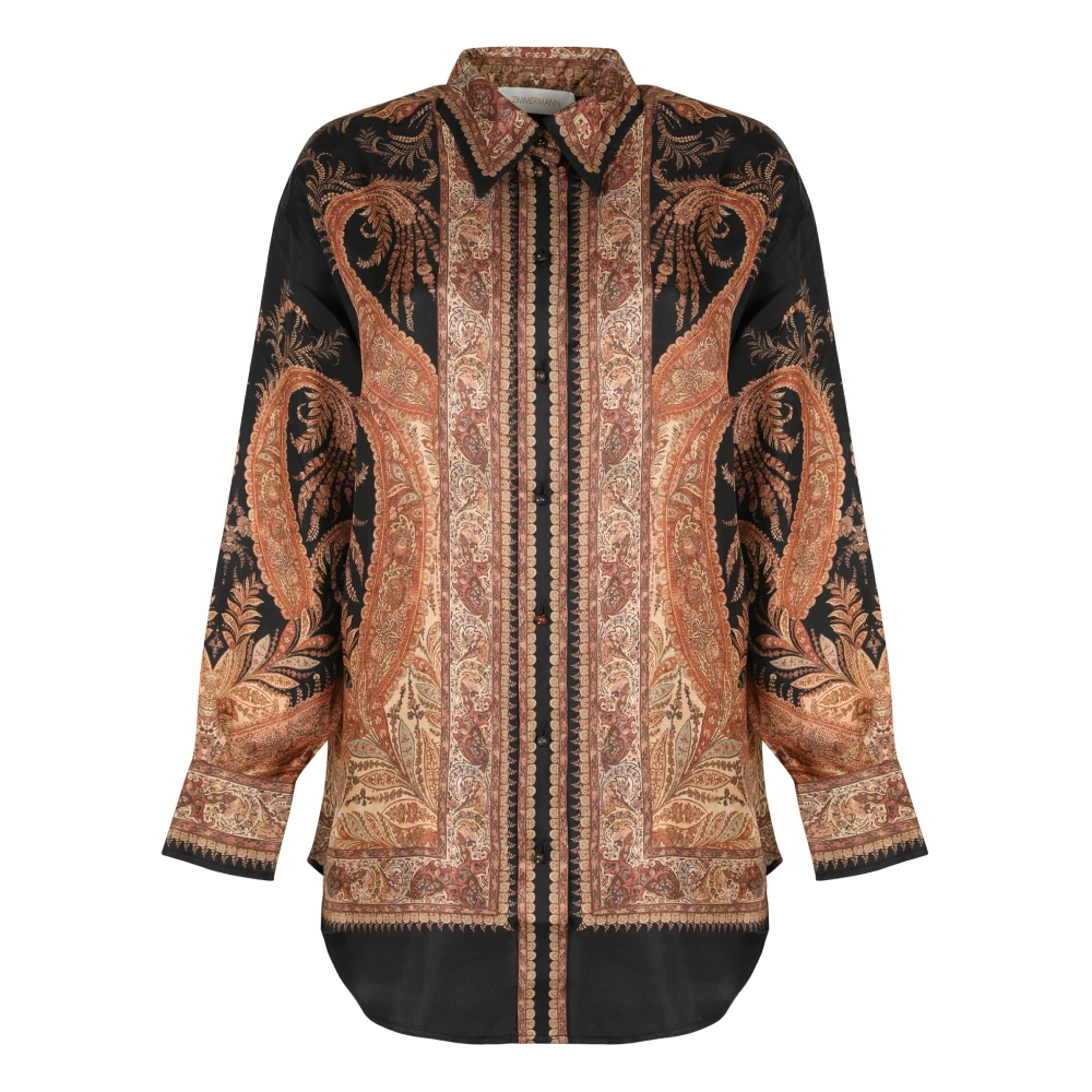 Zimmermann Women's Multicolor Shirts, M, Hypnotic Satin Shirt