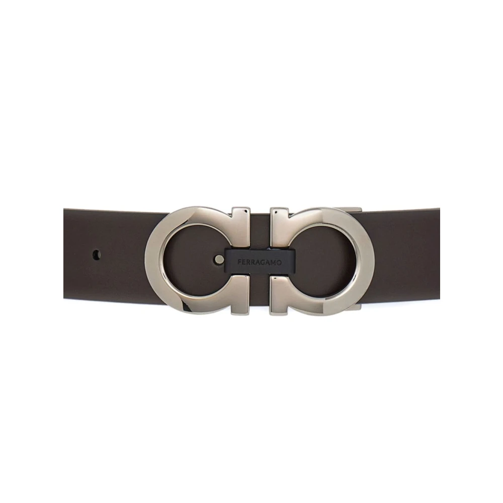 Salvatore Ferragamo Omkeerbare leren riem met Gancini gesp Brown Heren