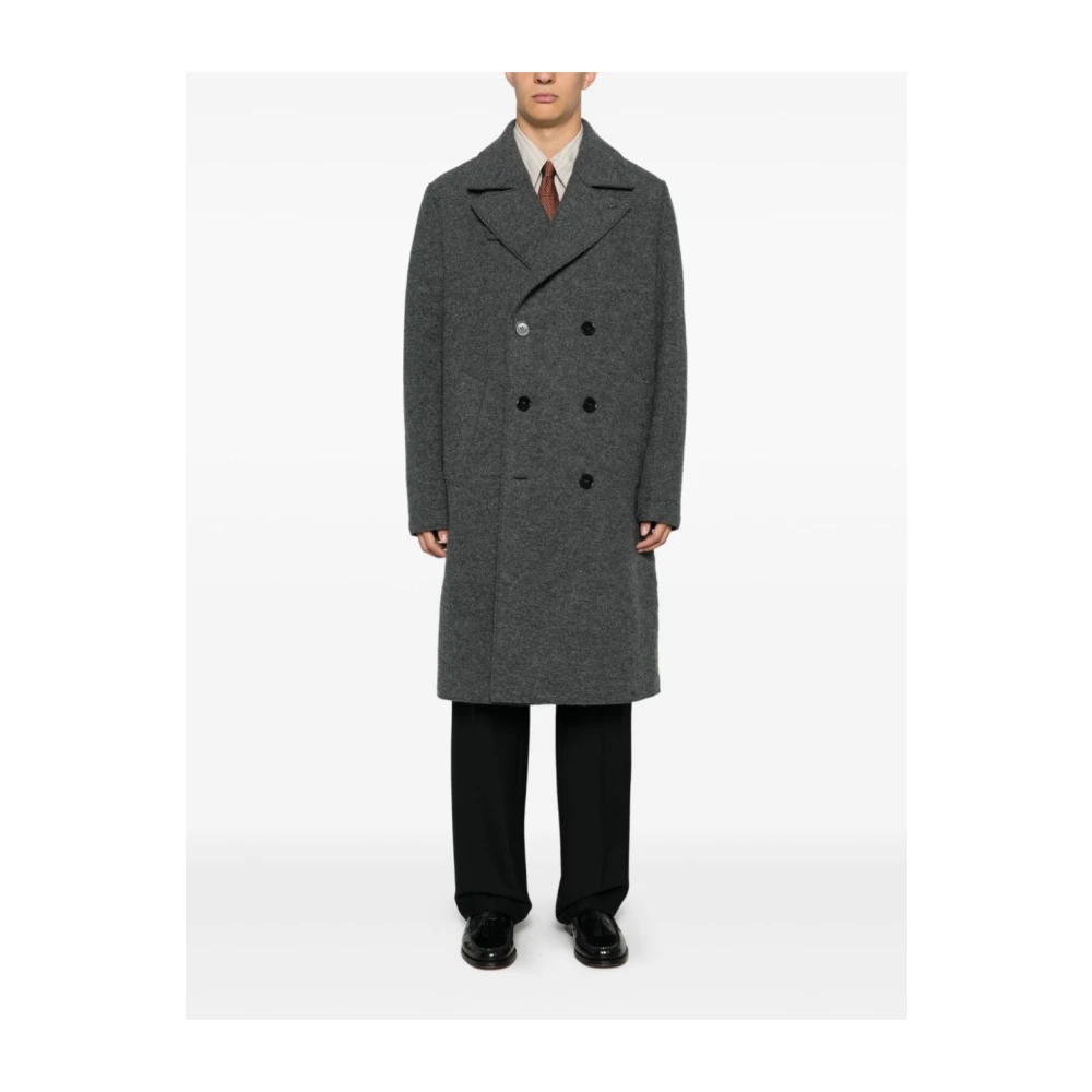 Harris Wharf London Antraciet Wol Lange Jas Gray Heren