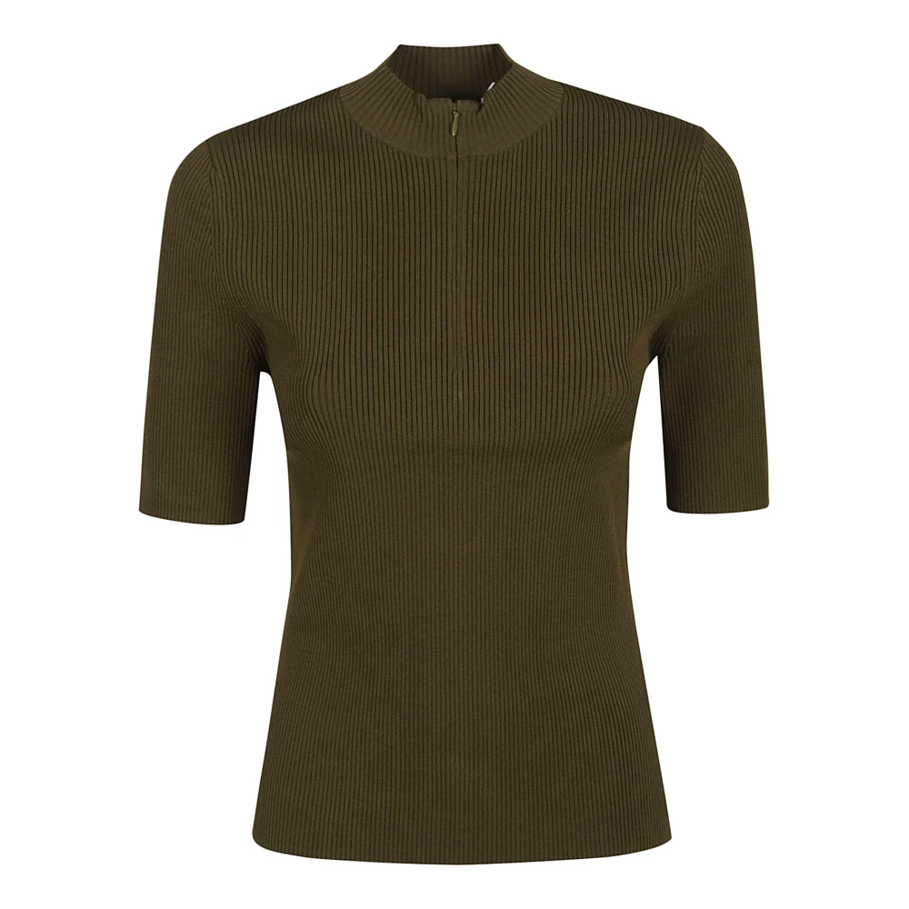 TORY BURCH Stijlvolle Half-Zip Crewneck Sweater Green Dames