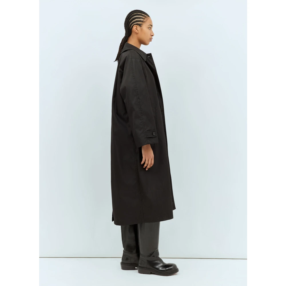 Jil Sander Regenjas in schelpweefsel met spreidkraag Black Dames