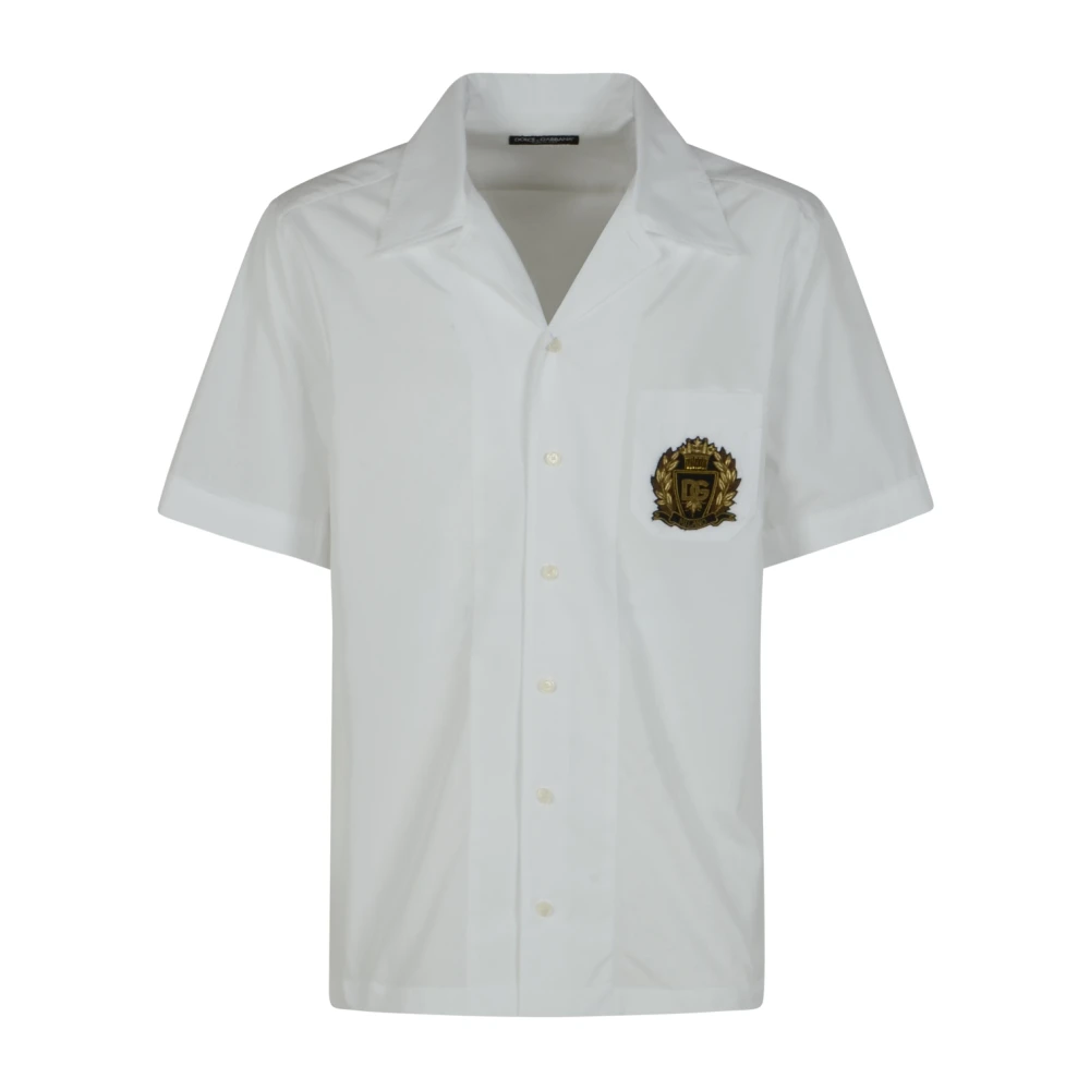 Dolce & Gabbana Men's White Hawaii Cotton Poplin Shirt