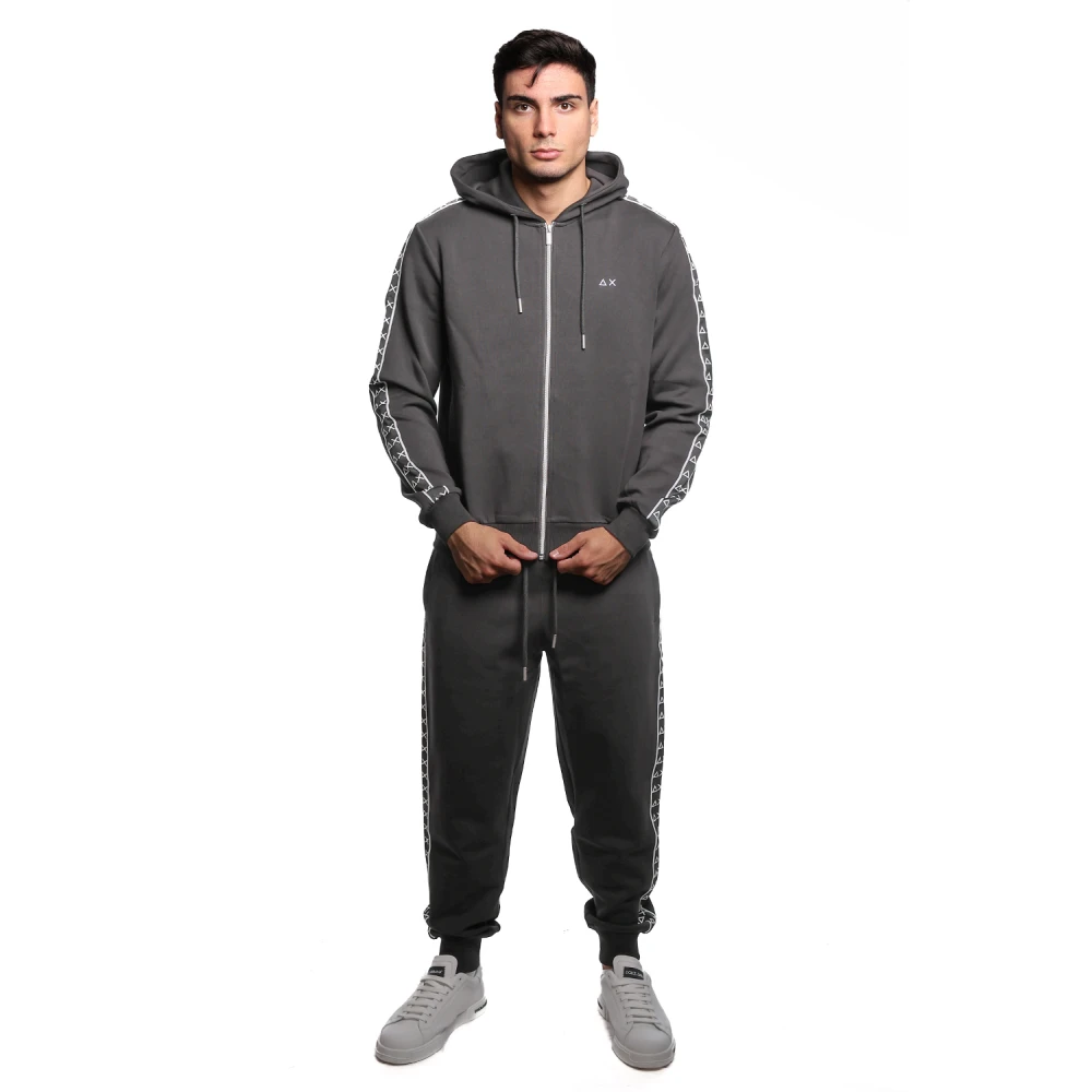Sun68 Zwarte hoodie met logodetails Gray Heren