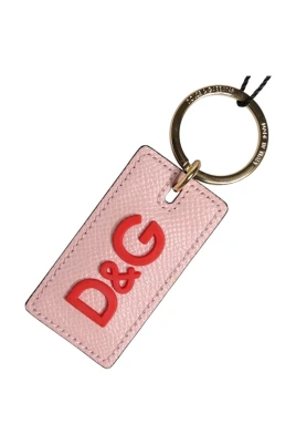 Calf Leather Logo Metal Ring Keychain
