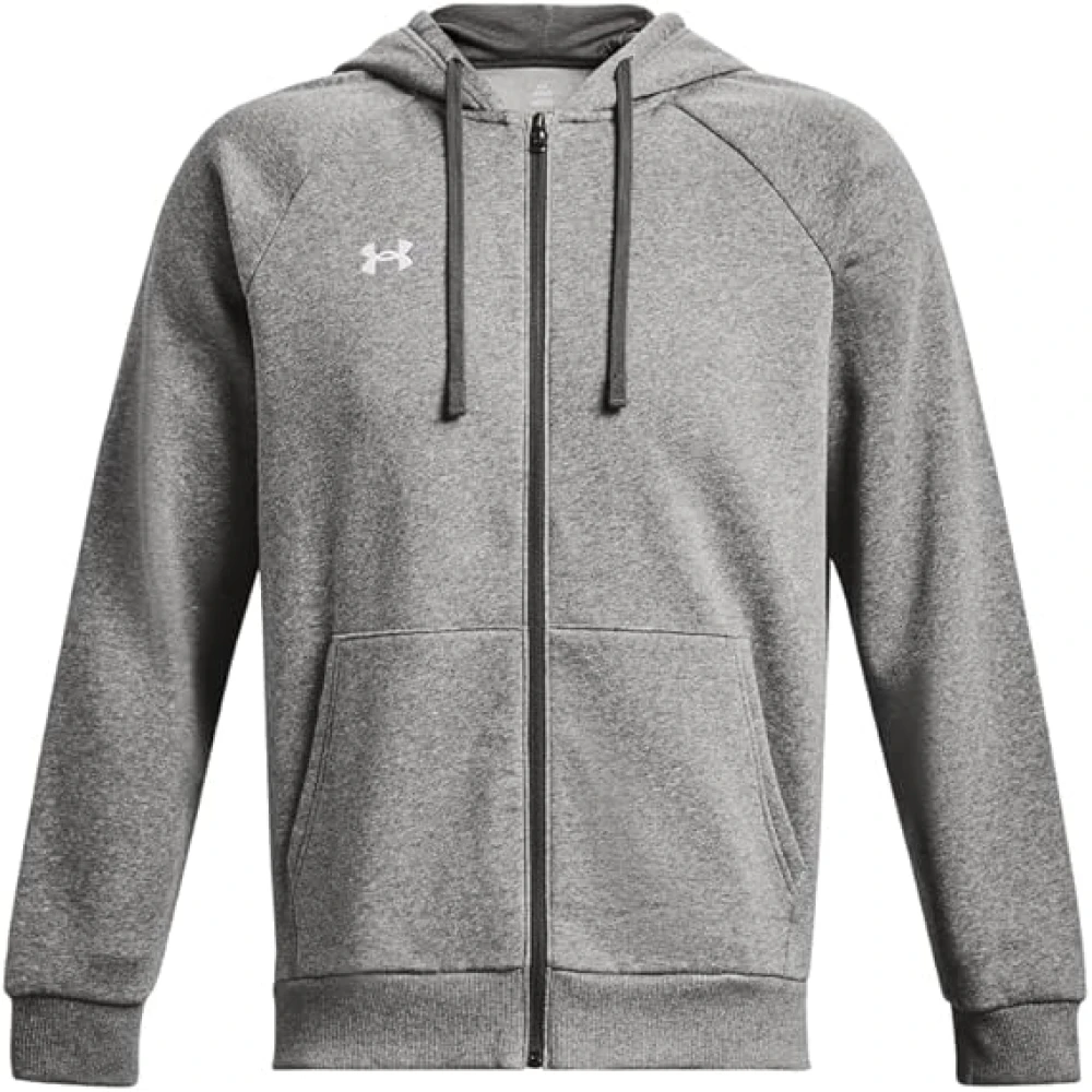 Under Armour Men's Gray Zip-Throughs, L, Rival Fleece Hoodie Full-Zip