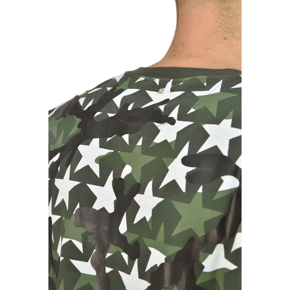 Valentino Groen Heren T-shirt van gewaxt katoen Model Mv3Mg00W3T7Z56 Green Heren