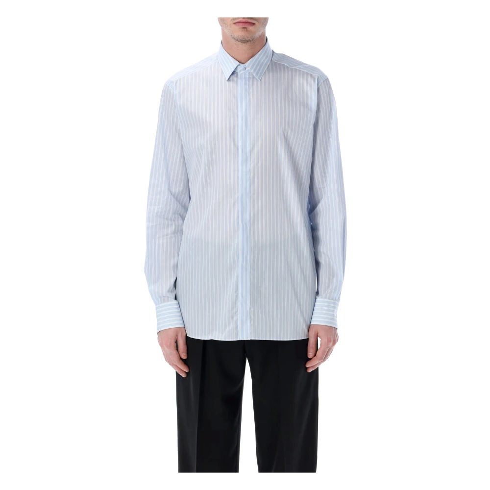 Tom Ford Men's Blue Formal Shirts, M, Striped Twill Classic Fit Shirt