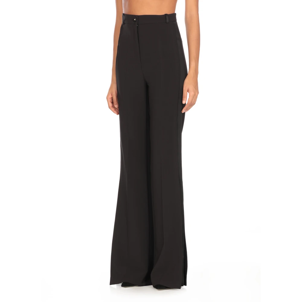 Elisabetta Franchi Zwarte Crêpe Broek met Zijzakken Black Dames