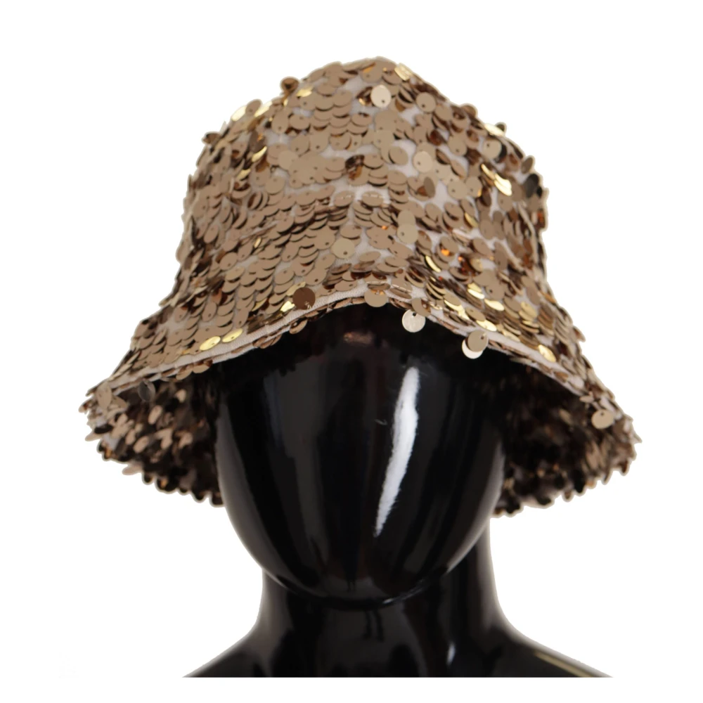 Dolce & Gabbana Gouden Pailletten Bucket Hat Yellow Dames