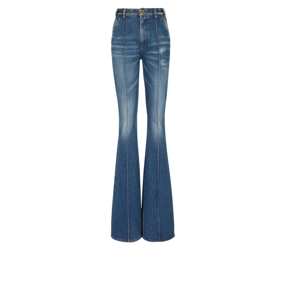 Balmain Utsvängda denim jeans Blue, Dam