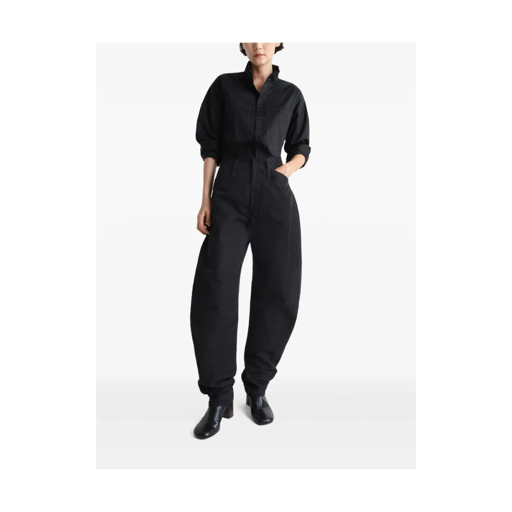 Lemaire Zwarte Broek met Riem en Zakken Black Dames