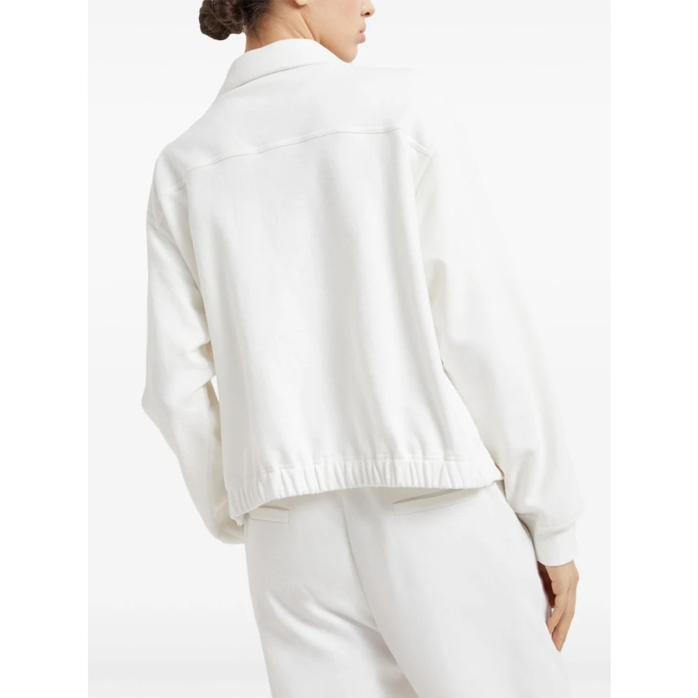 BRUNELLO CUCINELLI Witte Katoenen Trui met Monili Ketting White Dames