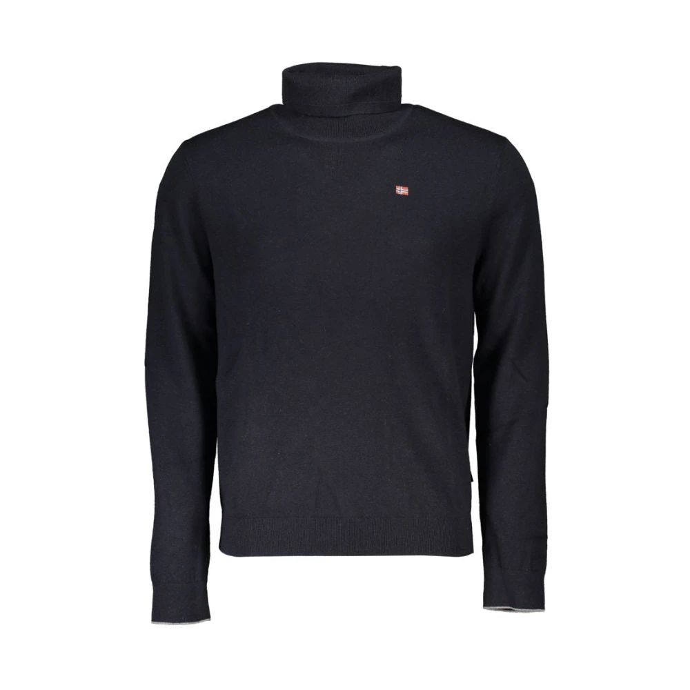 Napapijri Men's Black Embroidered High Neck Sweater