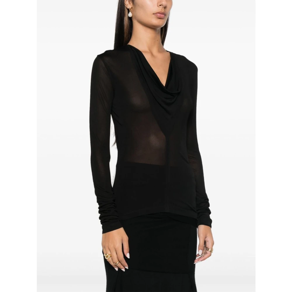 TotêMe V-hals Gedrapeerde Top Black Dames