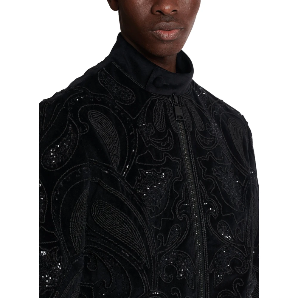 Balmain Baroque Geborduurde Bomberjack Black Heren