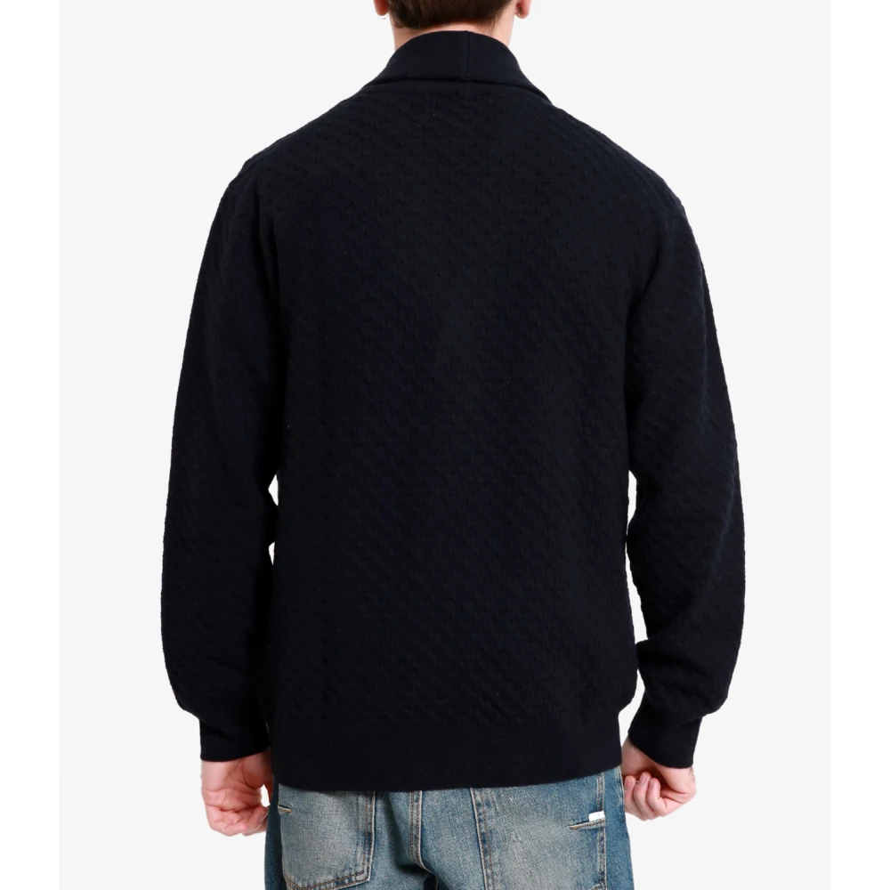 Paolo Pecora Wol Gebreid Shawl Revers Vest Black Heren
