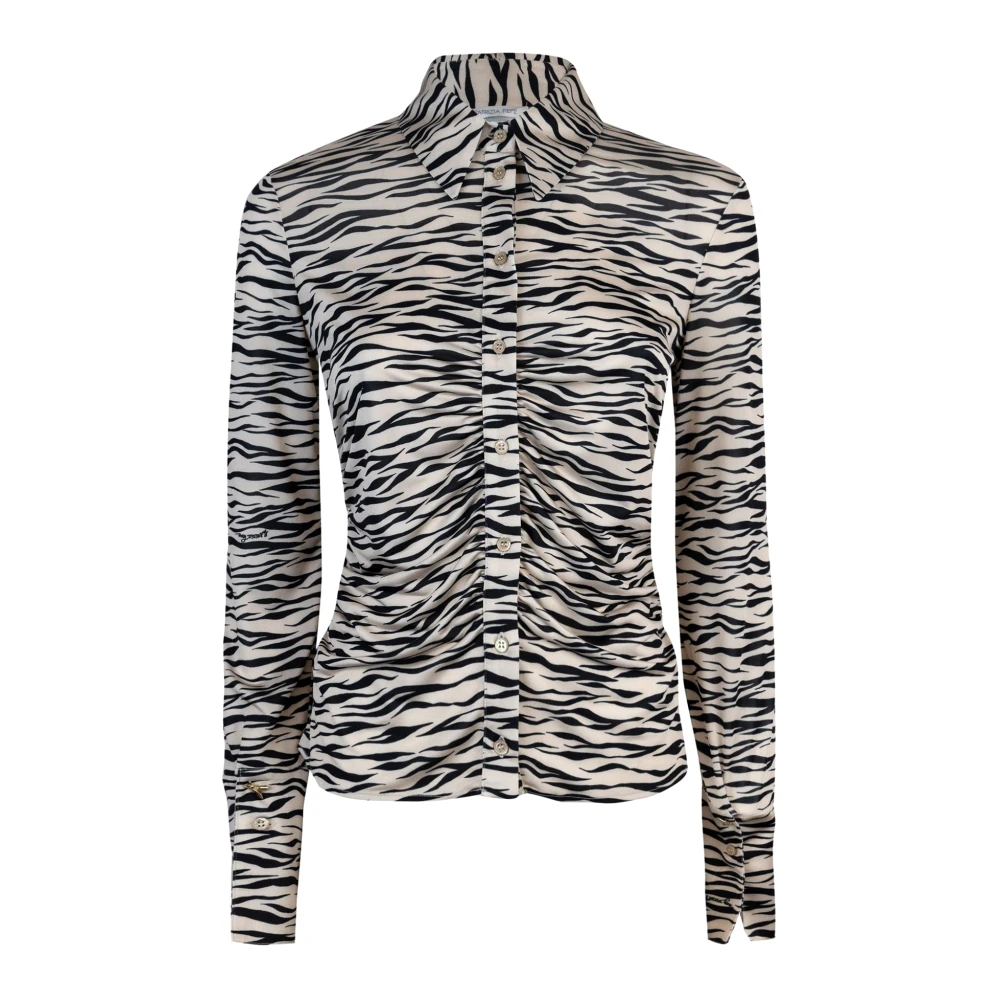 PATRIZIA PEPE Zebra Print Katoenen Slim Fit Shirt Multicolor Dames